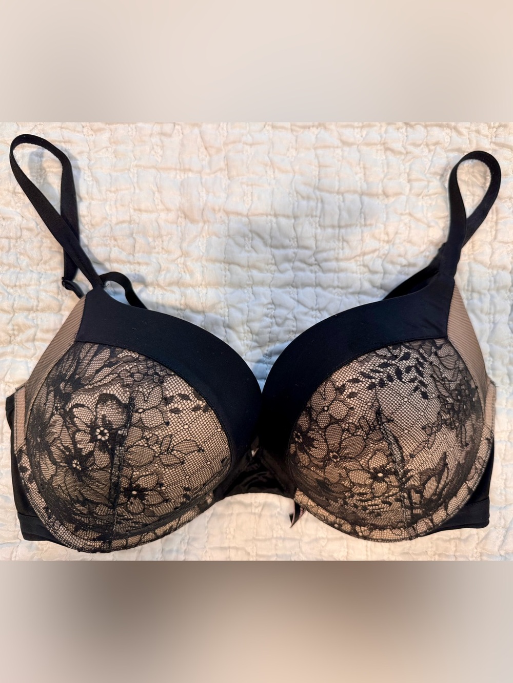 Victoria's Secret Black Lace Bra with Nude Lining